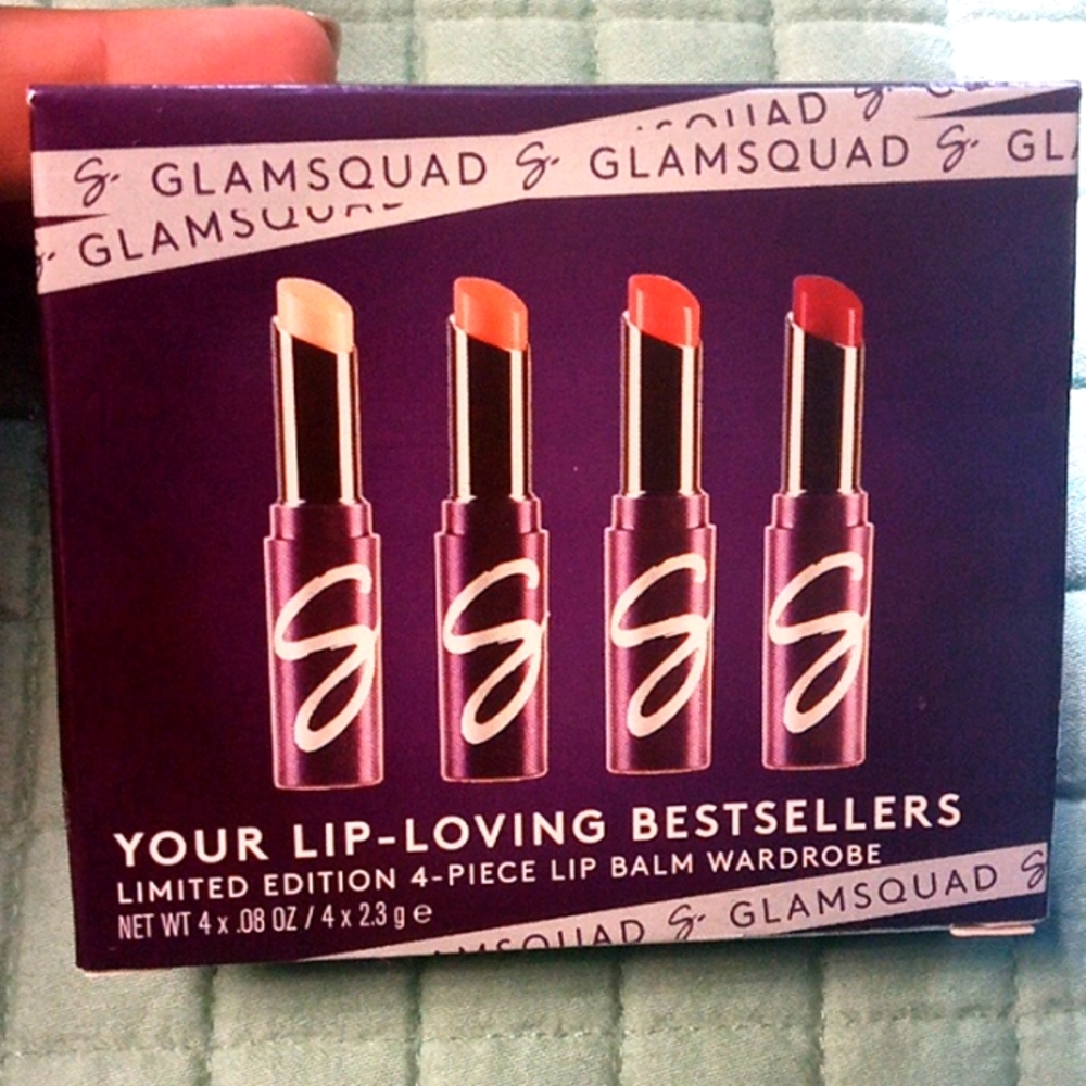 NEW/in box GLAM SQUAD limited edition lip balm 4-piece